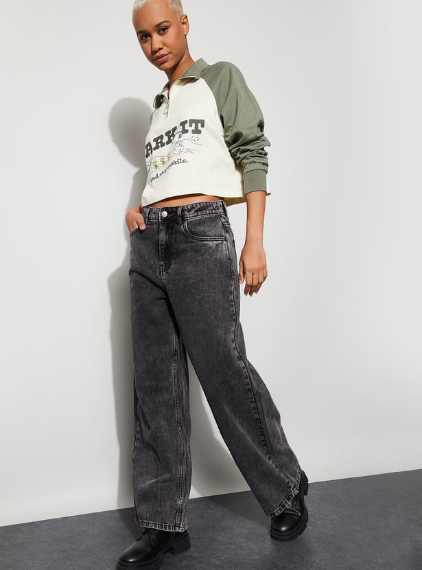 GINGER Washed Mid-Rise Jeans