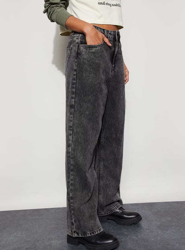 GINGER Washed Mid-Rise Jeans