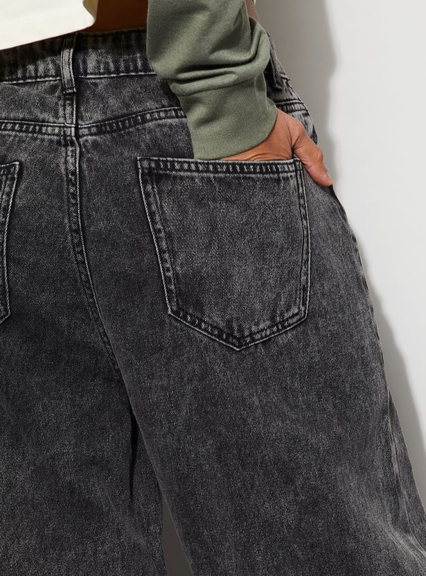 GINGER Washed Mid-Rise Jeans