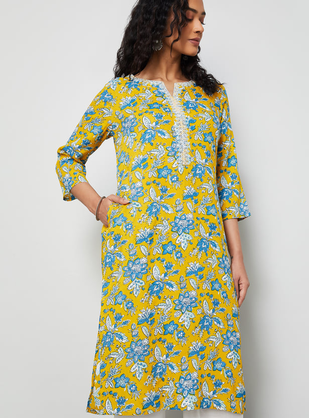 MELANGE Floral Print Straight Kurta