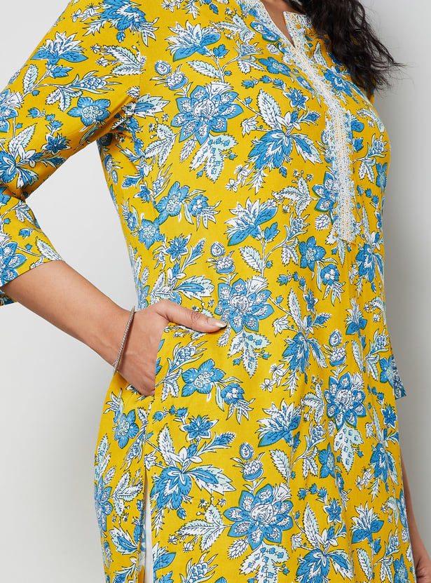 MELANGE Floral Print Straight Kurta