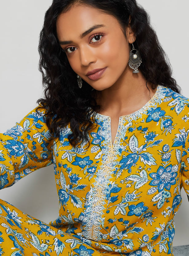 MELANGE Floral Print Straight Kurta