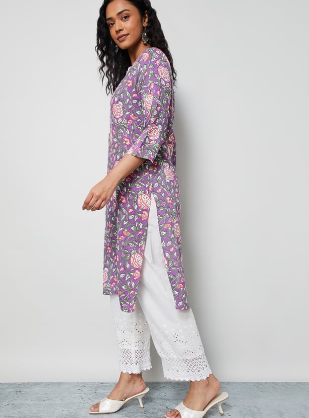 MELANGE Floral Print Straight Kurta