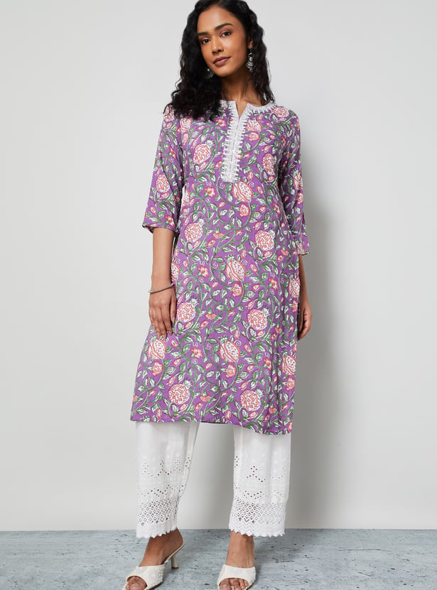 MELANGE Floral Print Straight Kurta
