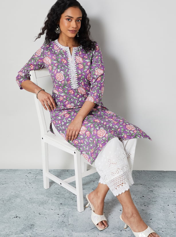 MELANGE Floral Print Straight Kurta