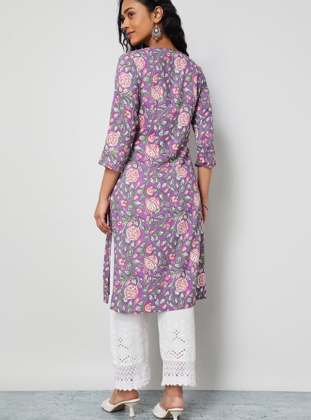 MELANGE Floral Print Straight Kurta