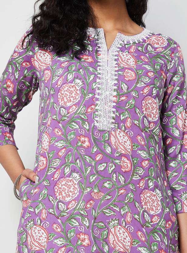 MELANGE Floral Print Straight Kurta