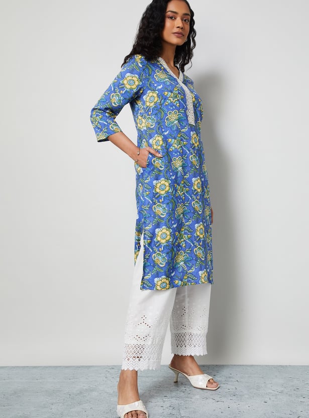 MELANGE Floral Print Straight Kurta