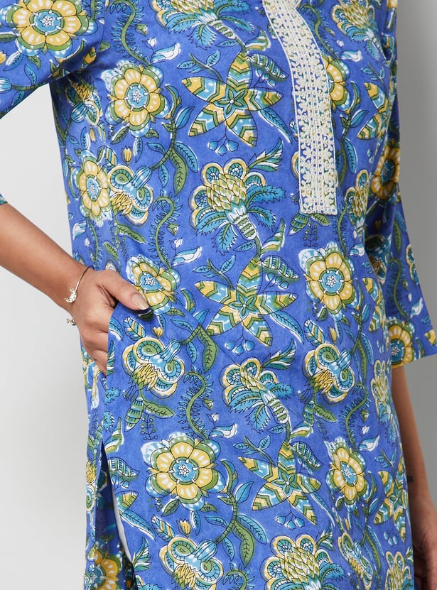 MELANGE Floral Print Straight Kurta