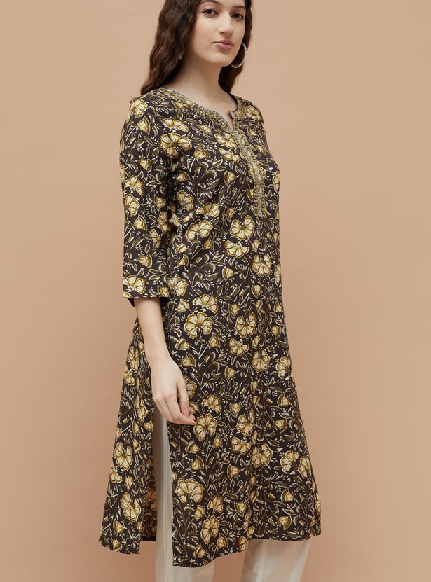 MELANGE Floral Print Straight Kurta