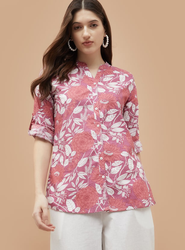 MELANGE Floral Printed Straight Kurti