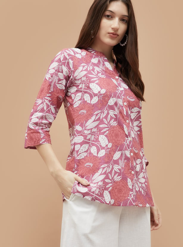 MELANGE Floral Printed Straight Kurti