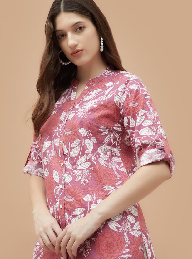 MELANGE Floral Printed Straight Kurti