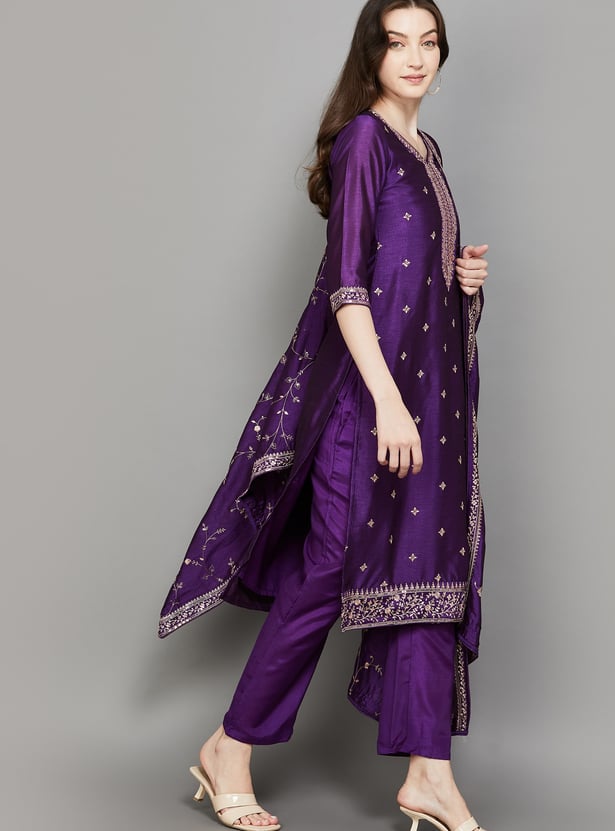 LIBAS Embroidered Straight Kurta Set