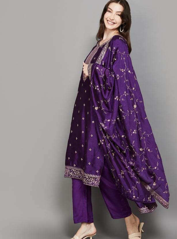 LIBAS Embroidered Straight Kurta Set