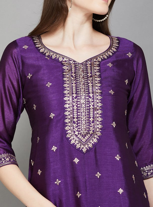 LIBAS Embroidered Straight Kurta Set