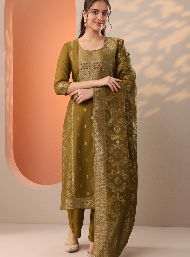 LIBAS Woven Design Straight Kurta Set