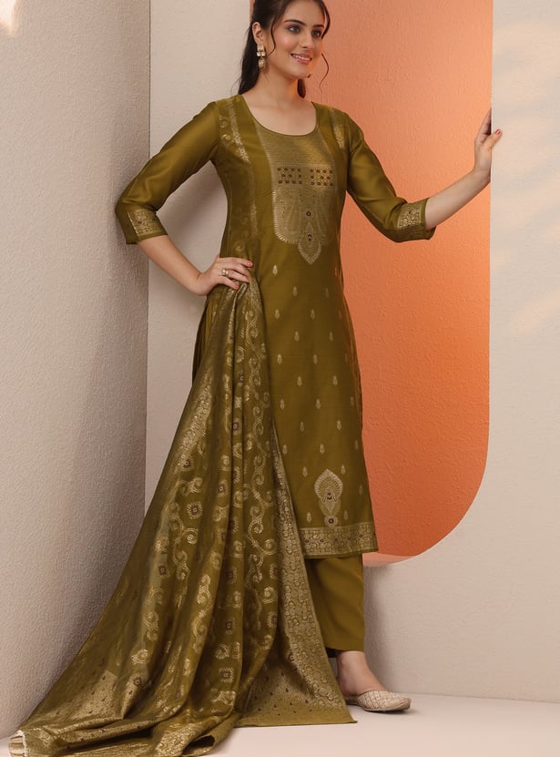 LIBAS Woven Design Straight Kurta Set