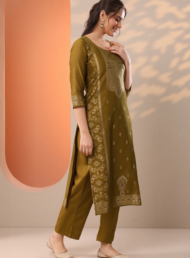 LIBAS Woven Design Straight Kurta Set