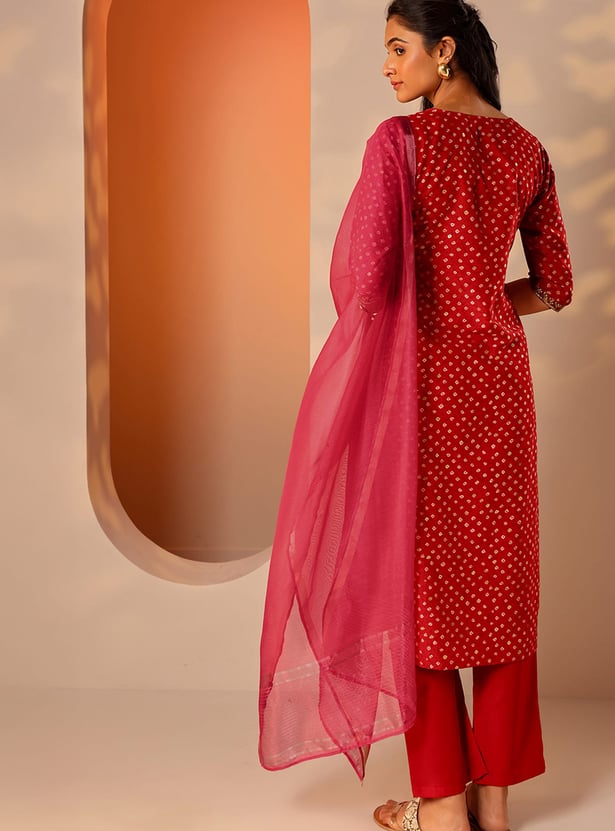 LIBAS Embroidered Straight Kurta Set