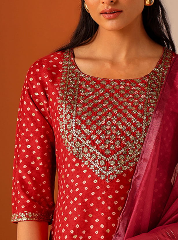 LIBAS Embroidered Straight Kurta Set