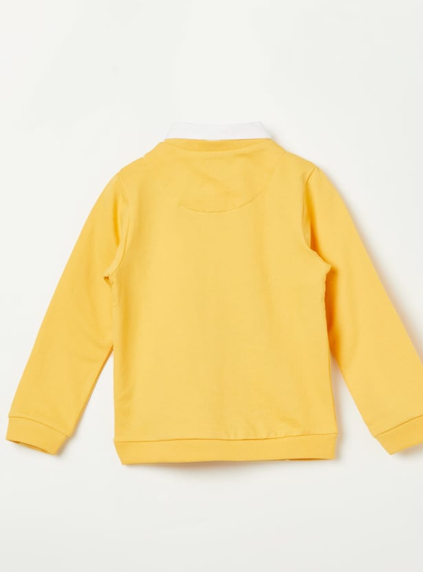 JUNIORS Boys Applique Collared Sweatshirt