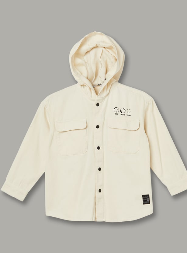 FAME FOREVER Boys Printed Hooded Shirt