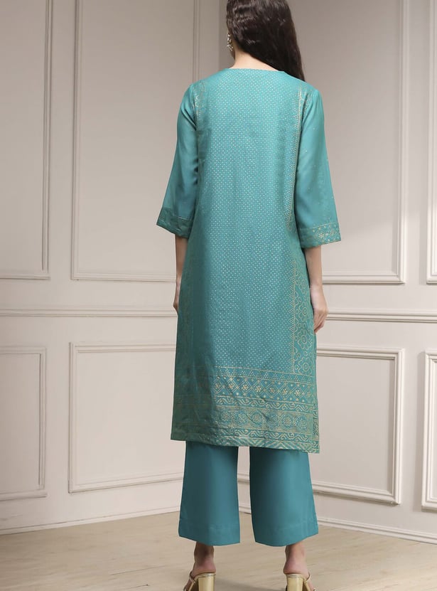 BIBA Foil Print A-line Kurta Set