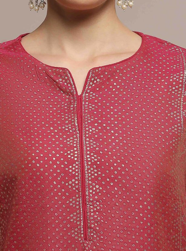 BIBA Foil Print A-line Kurta Set