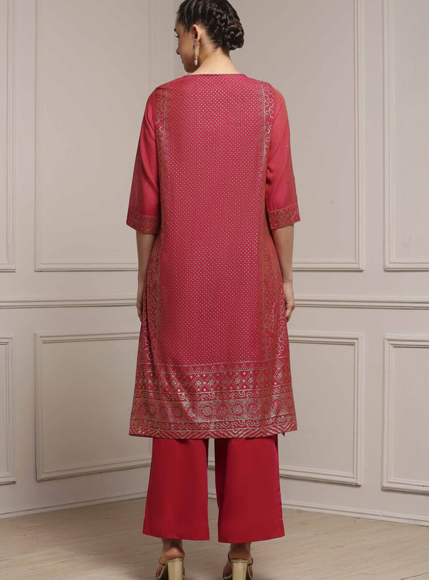 BIBA Foil Print A-line Kurta Set