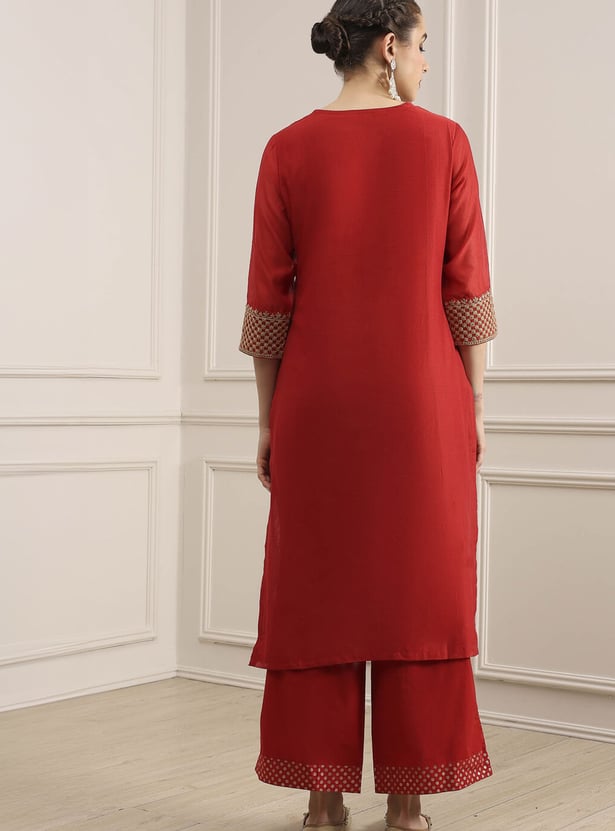 BIBA Embroidered Straight Kurta Set