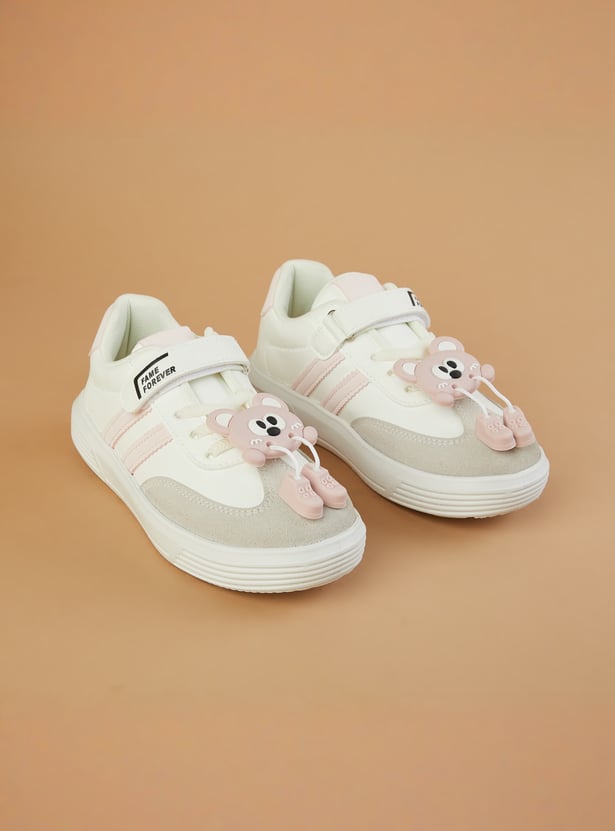 FAME FOREVER Girls Velcro Shoes with Charm Accents
