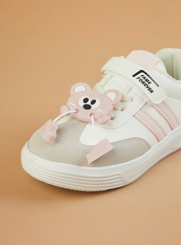 FAME FOREVER Girls Velcro Shoes with Charm Accents