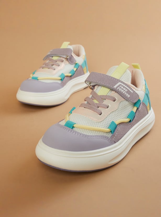 FAME FOREVER Girls Velcro Shoes with Contrast Overlays