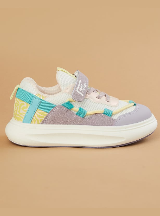 FAME FOREVER Girls Velcro Shoes with Contrast Overlays