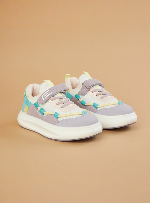 FAME FOREVER Girls Velcro Shoes with Contrast Overlays
