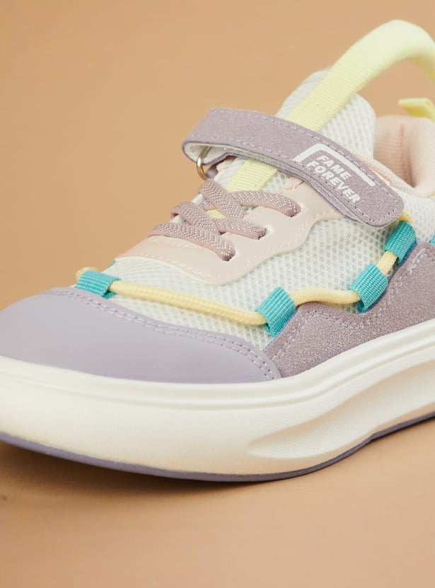 FAME FOREVER Girls Velcro Shoes with Contrast Overlays