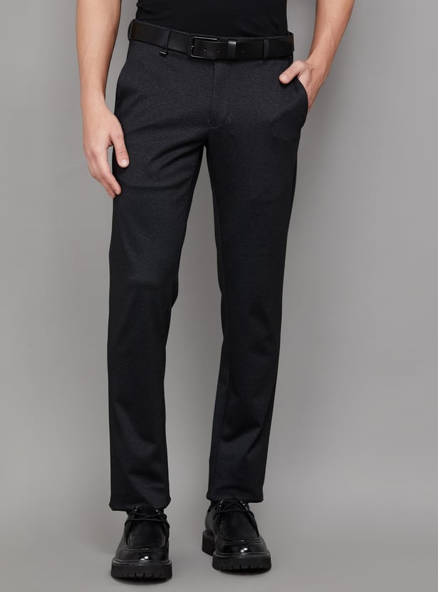 VAN HEUSEN Textured Super Slim Formal Trousers