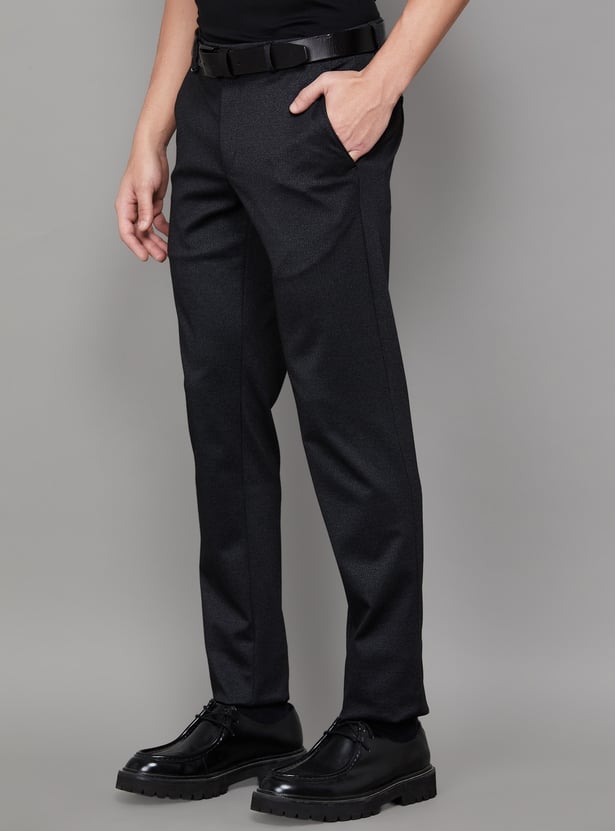 VAN HEUSEN Textured Super Slim Formal Trousers