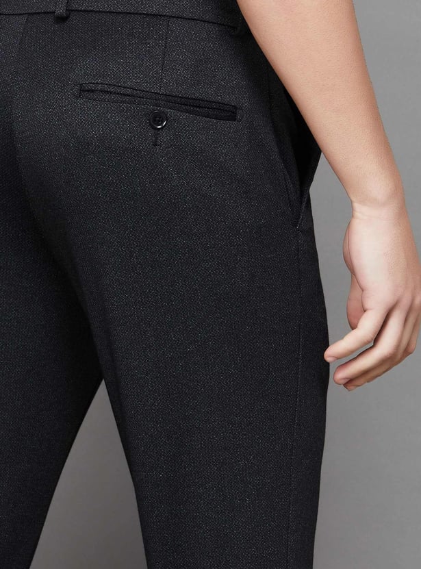 VAN HEUSEN Textured Super Slim Formal Trousers