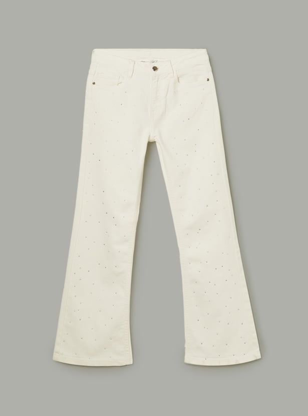 FAME FOREVER Girls Embellished Flared Jeans
