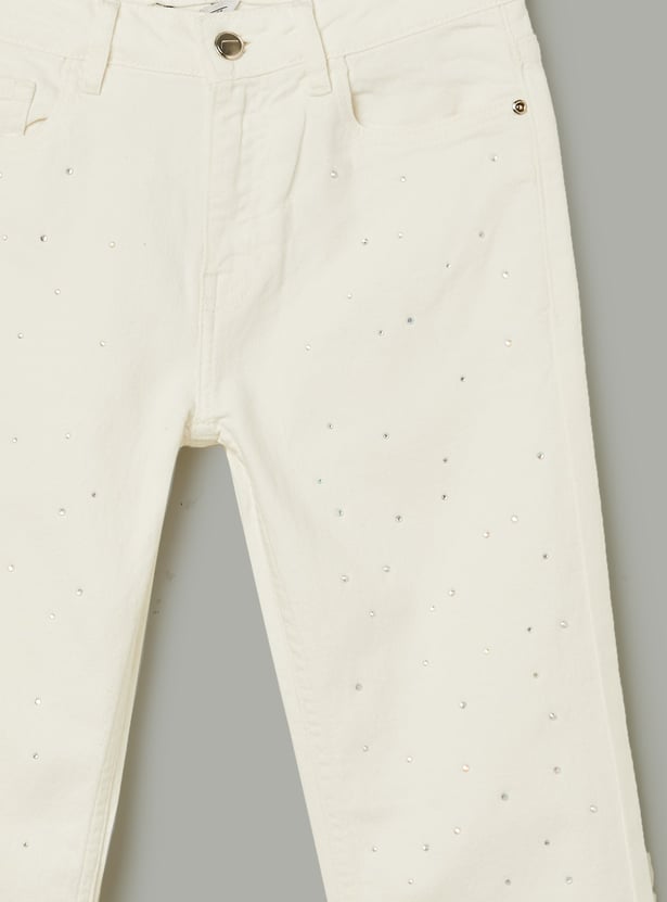 FAME FOREVER Girls Embellished Flared Jeans