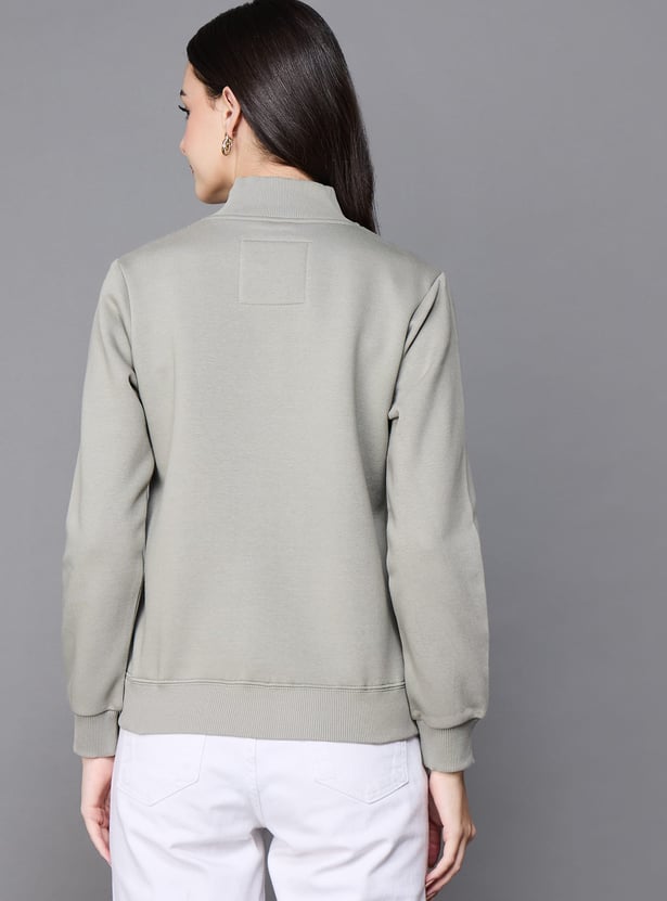 MADAME Typography Print Zip-Up Sweatshirt