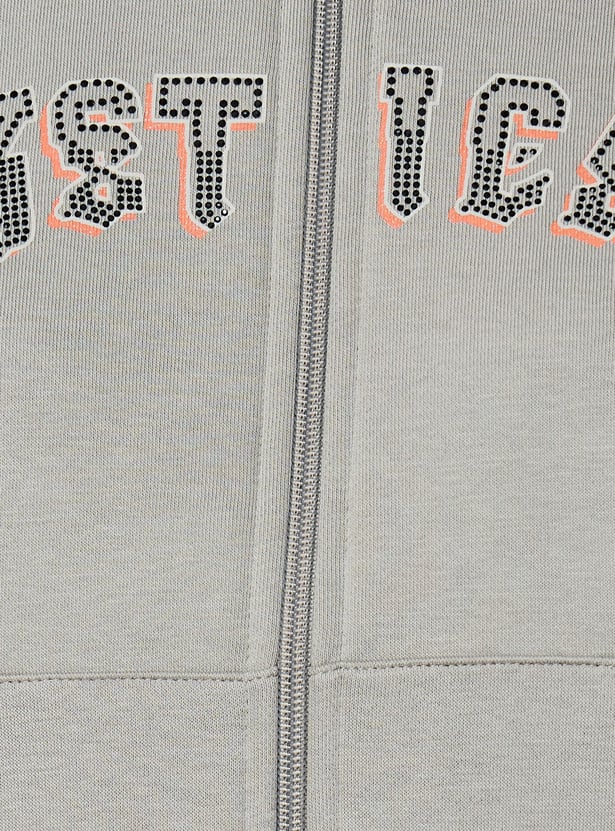 MADAME Typography Print Zip-Up Sweatshirt