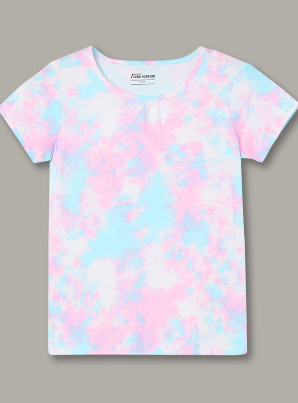FAME FOREVER Girls Tie & Dye Print T-shirt