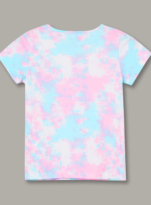 FAME FOREVER Girls Tie & Dye Print T-shirt