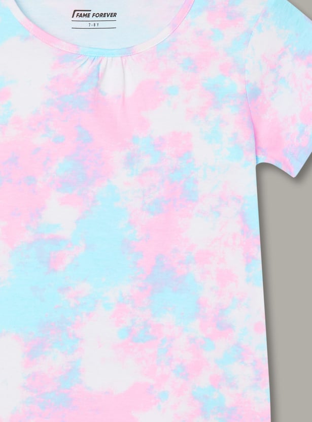 FAME FOREVER Girls Tie & Dye Print T-shirt