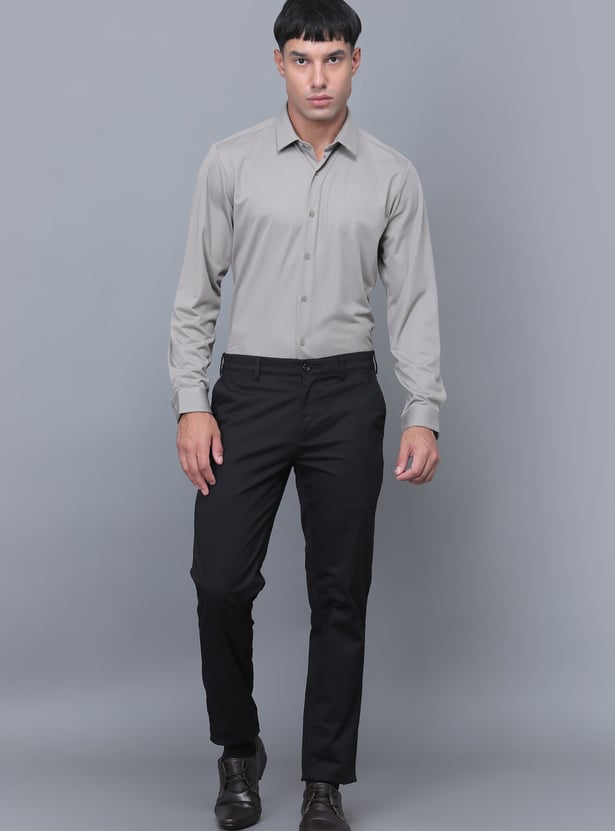 Buy COLORPLUS Solid Slim Fit Trousers from Colorplus at just INR 3054.0