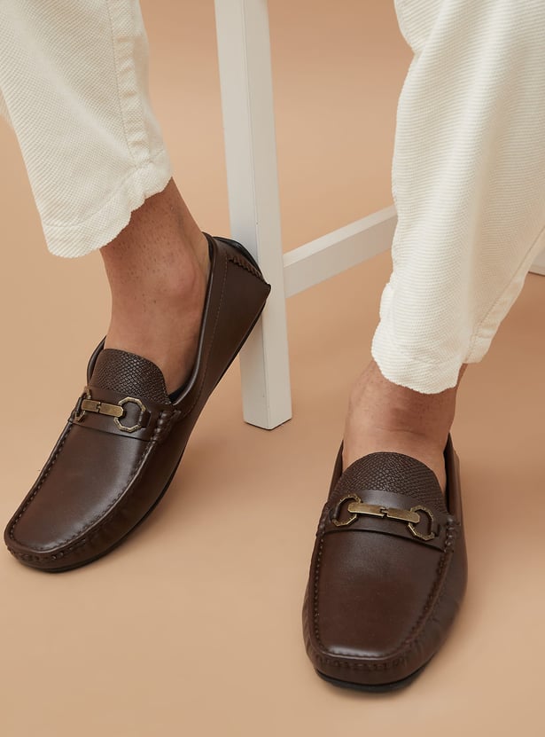 CODE Textured Horsebit Loafers