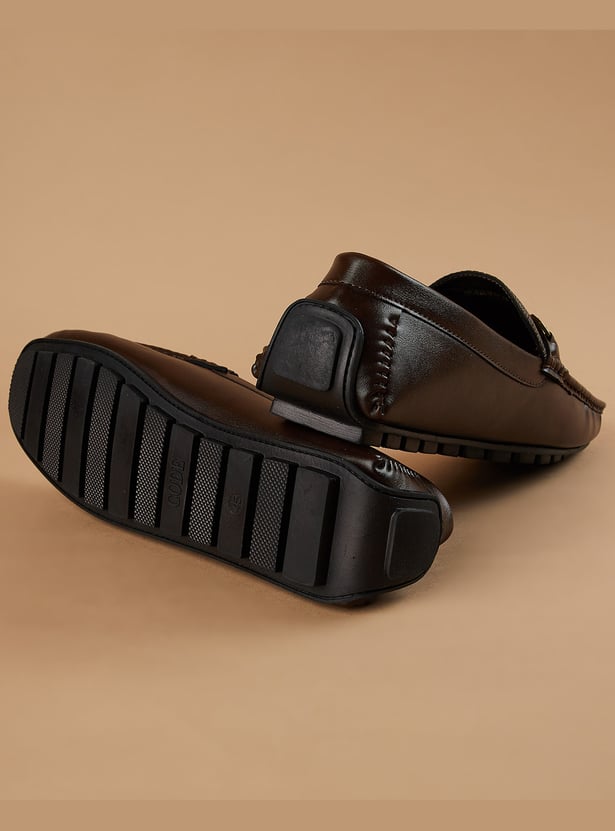 CODE Textured Horsebit Loafers